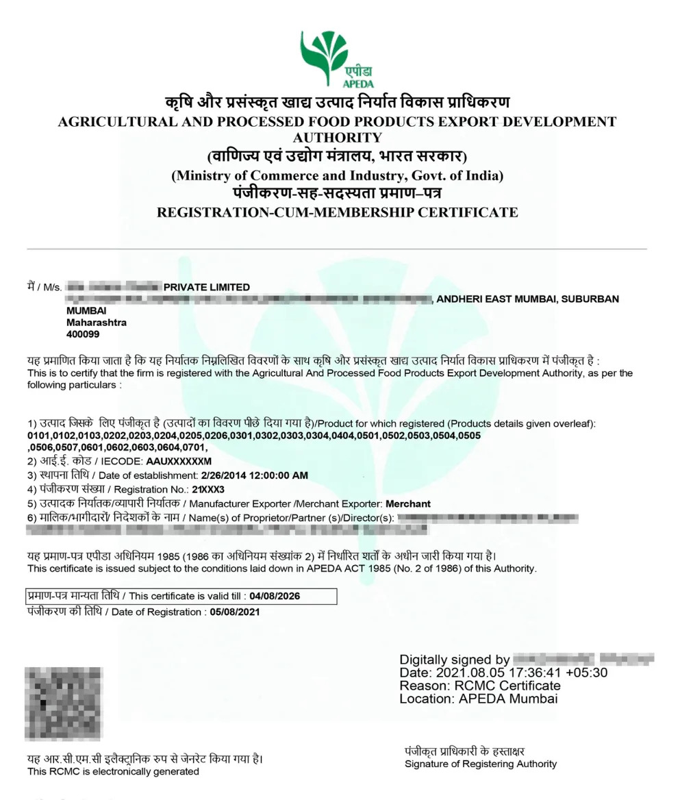 APEDA Registered